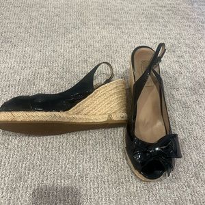 Valentino Black Patent Leather Wedge Heels